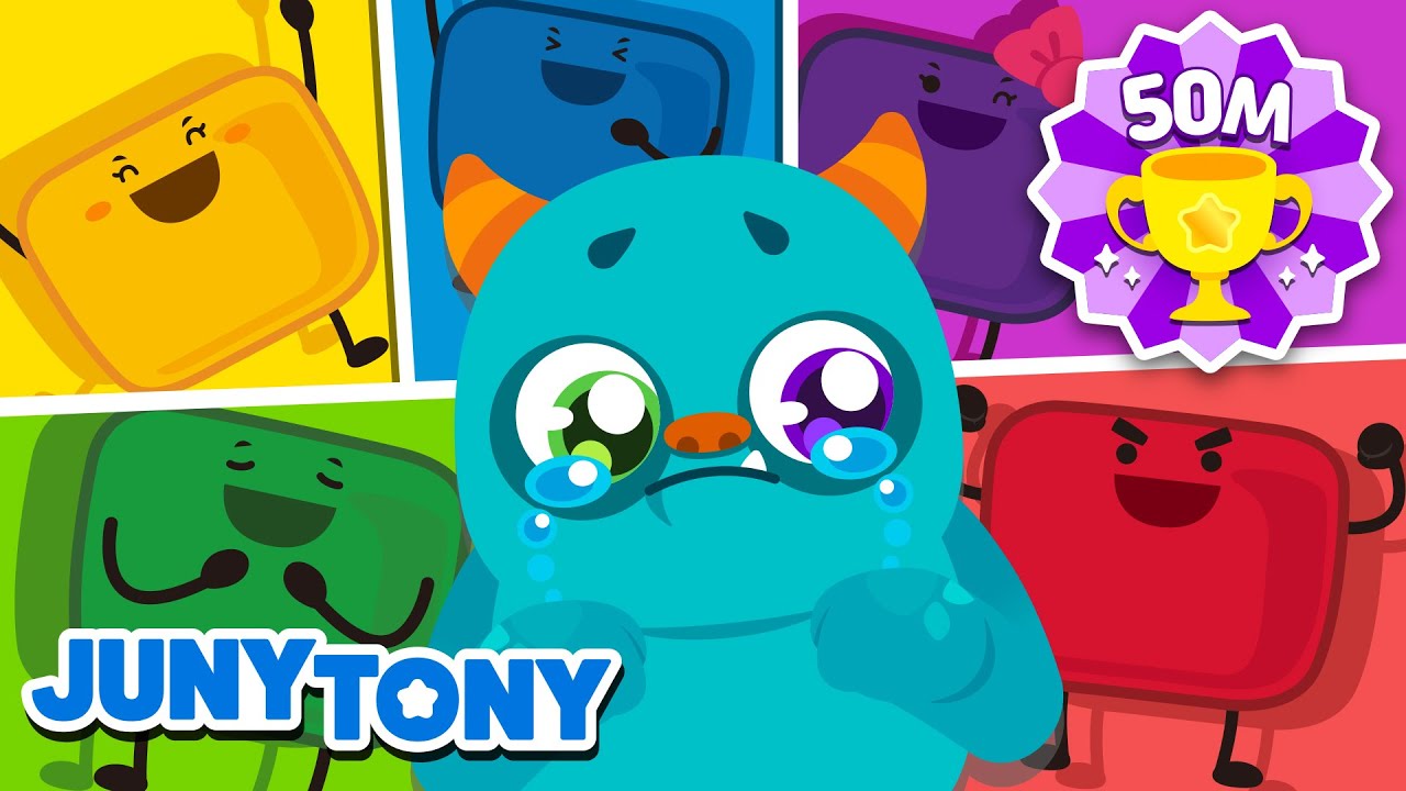 🌈 Color Monster | Color Songs ❤️💛💚💙💜 | Five Little Marshmallows | JunyTony