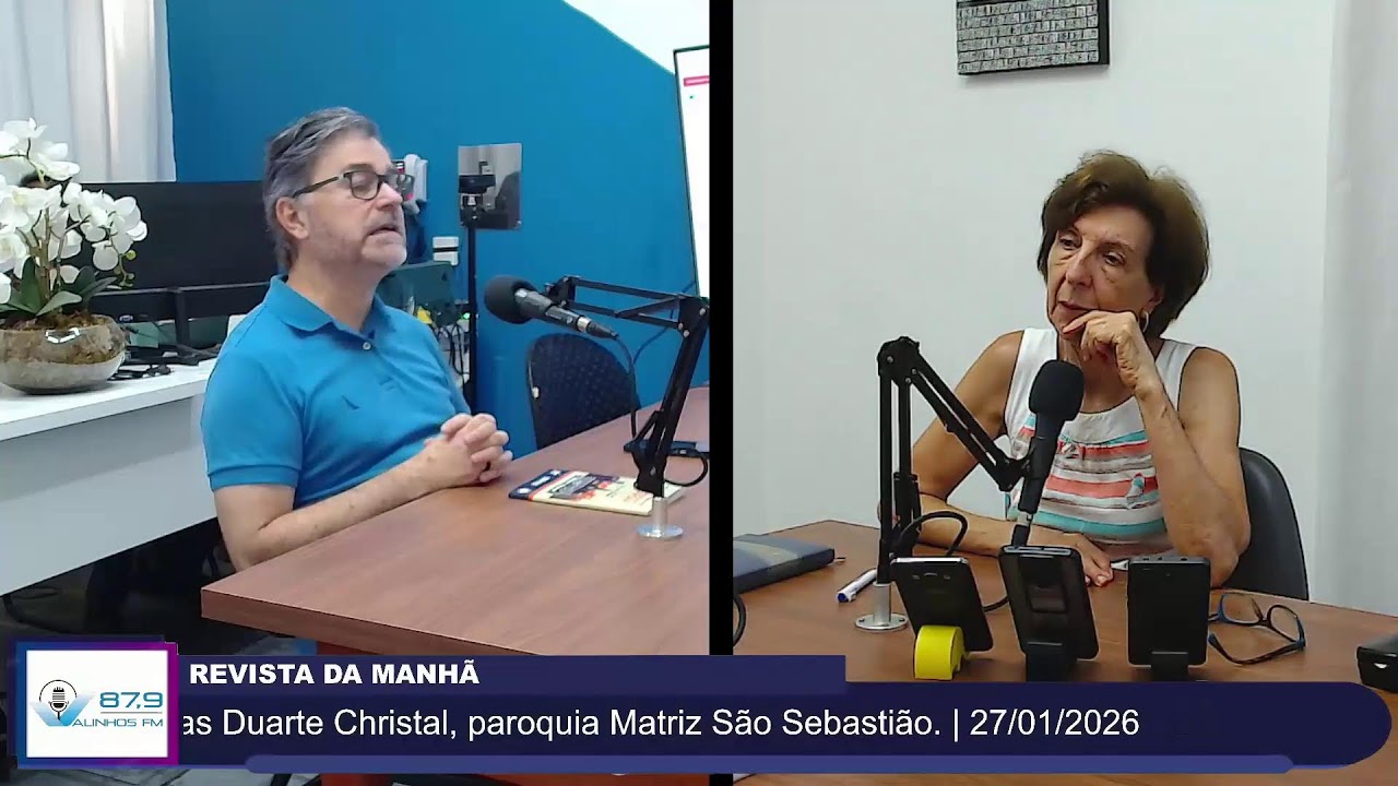 Revista da Manhã recebe padre Jonas Duarte Christal, paroquia Matriz São Sebastião.