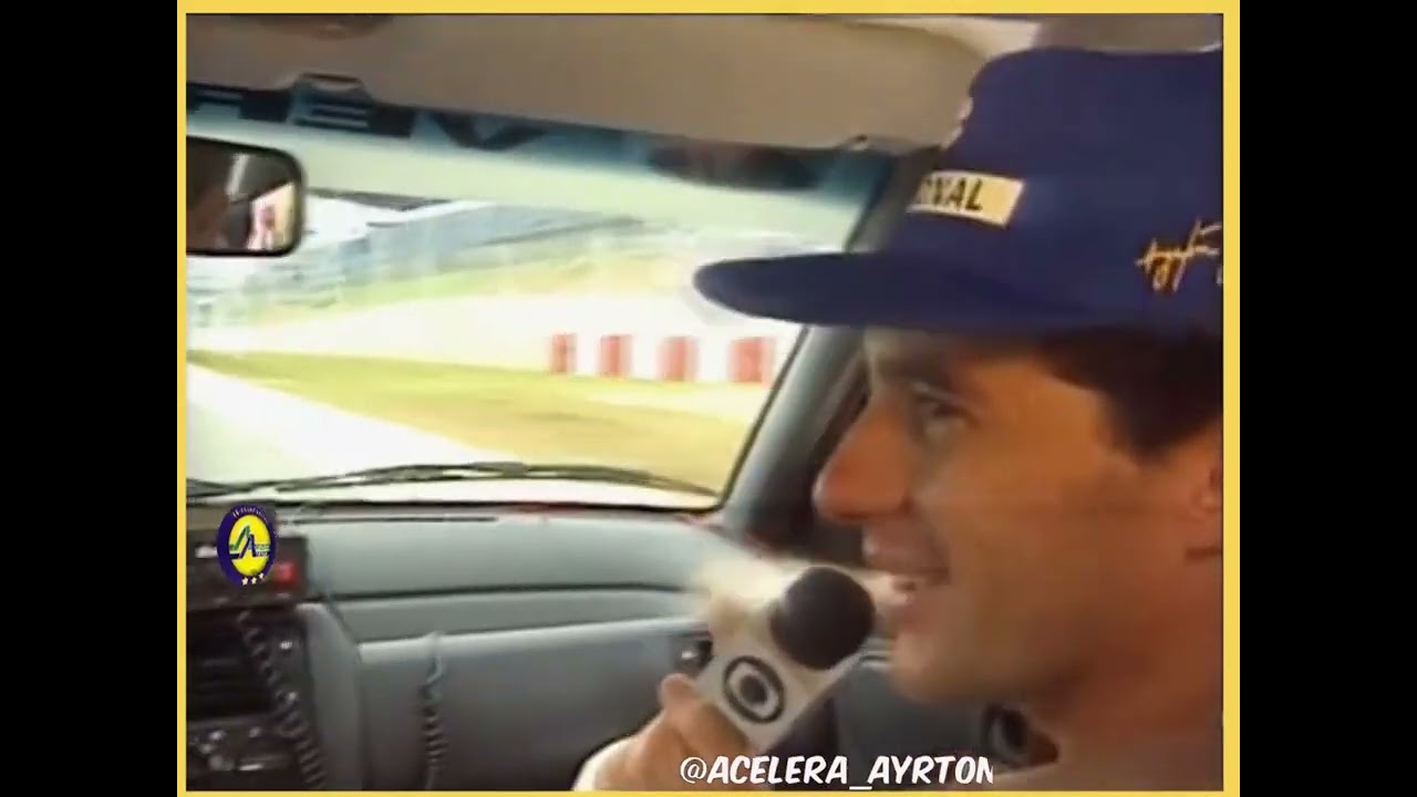 Ayrton Senna com o repórter Ernesto Paglia, Ford Verona em Interlagos 1994