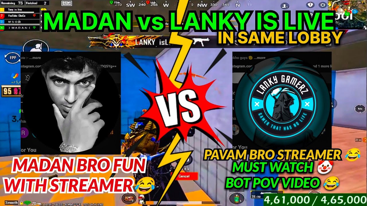 MADAN🔥 vs LANKY IS LIVE || STREAMER TAKES GOOD ❤️|| FUN WITH STREAMER 😂|| #madan #madanop #bgmi