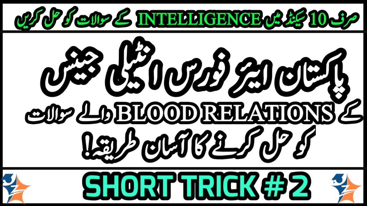 How To Solve Blood Relation MCQ's In PAF / NUST-NET / NTS Intelligence Test | Trick#2