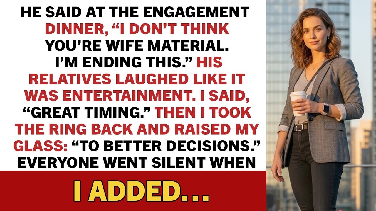 He said at the engagement dinner, “I don't think you're wife material  I'm