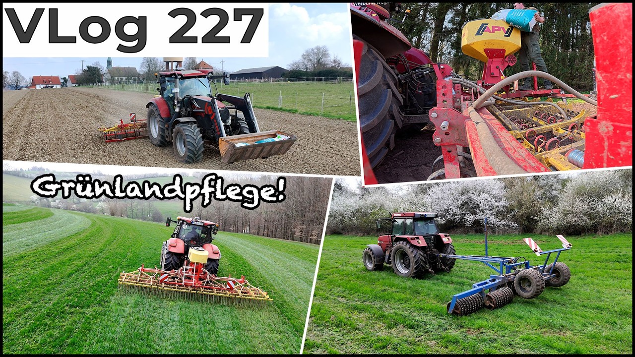 FarmVLOG#227: Gr&uuml;nlandpflege! Striegeln mit dem APV GS600, Walzen und Wilschaden beseitigen