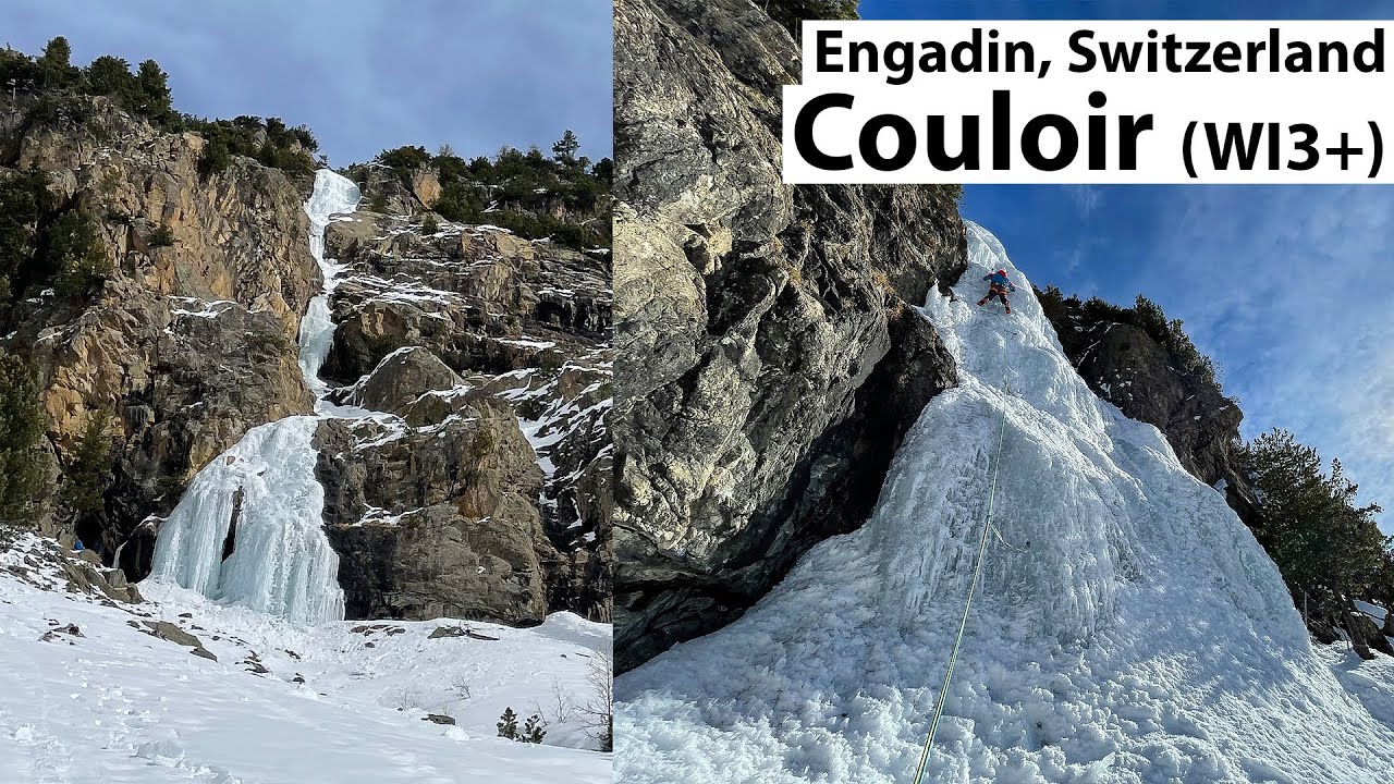 Ice Climbing Switzerland, Engadin - Couloir de Pontresina (WI3+) - feat. @AlpineFex