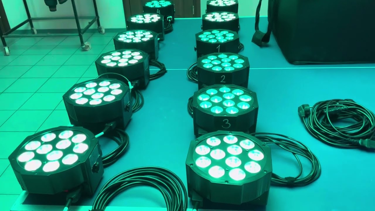 Оплайтинг интерьерная подсветка 12 с вайфай DMX передатчиками приборов 12x12 rgbw. Сумка, коммутация