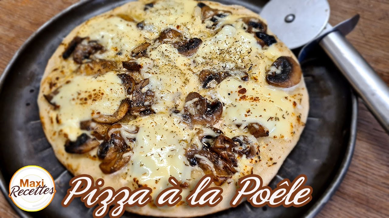 Pizza à la Poêle Recette Facile (Champignons, Mozzarella, Crème Fraiche)