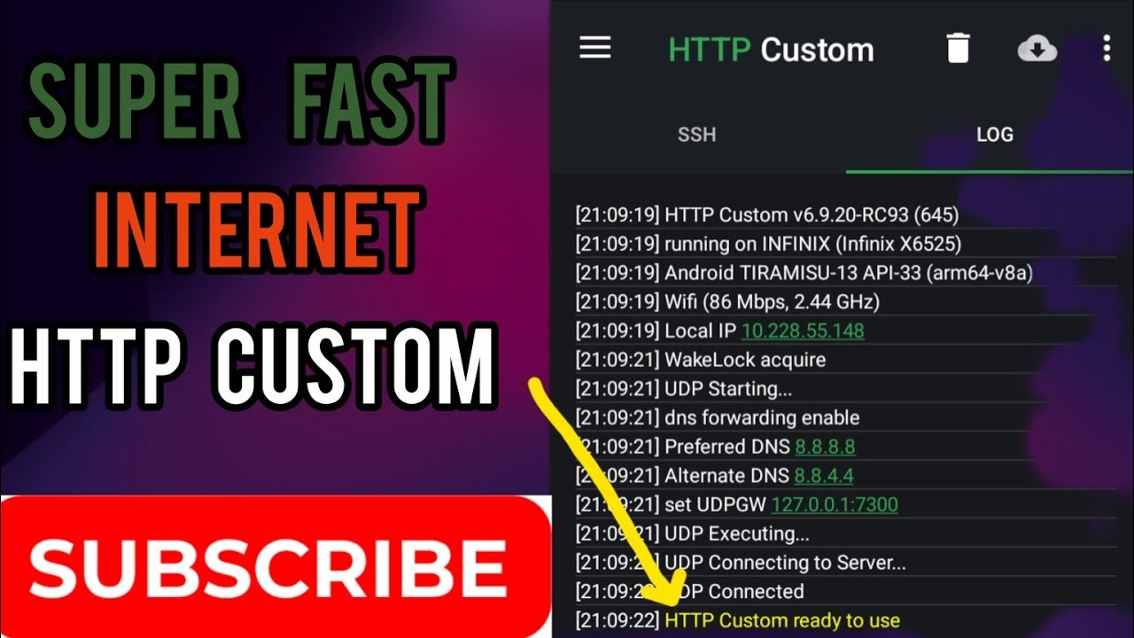 Connect to HTTP Custom for Supper fast and secure internet 🌟