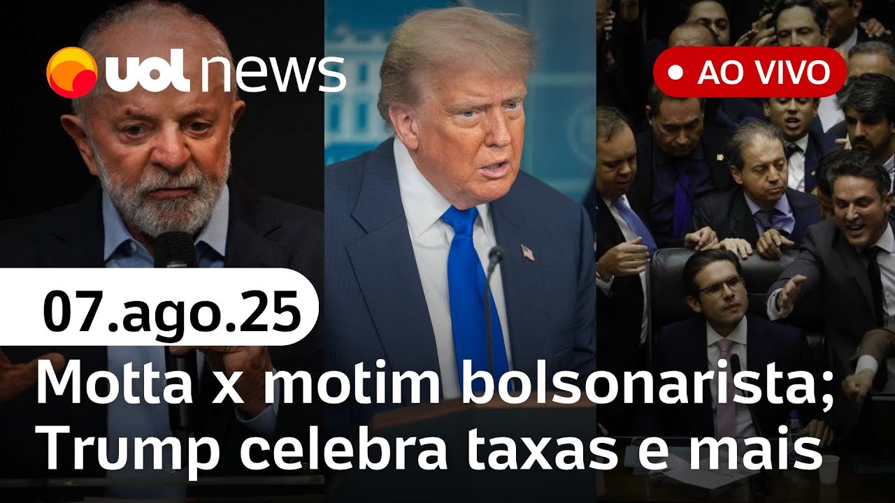 Motta dá aval para anistia após motim bolsonarista; Trump celebra taxas; Lula fala sobre tarifaço e+