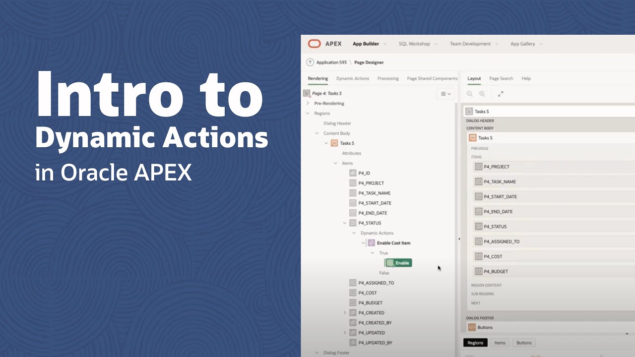 Введение в динамические действия в Oracle APEX