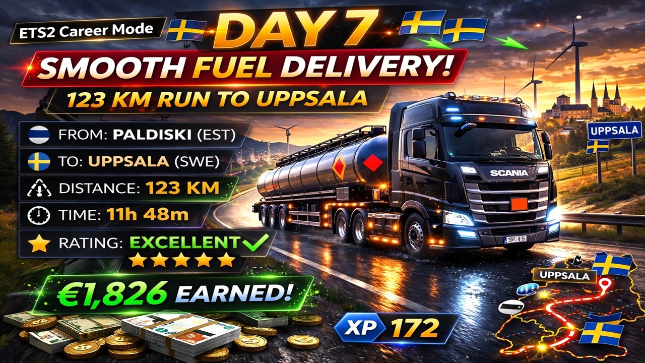 ETS2 Career Mode - DAY 7 | Smooth & Successful Delivery! 🚛 Fuel Tanker Run