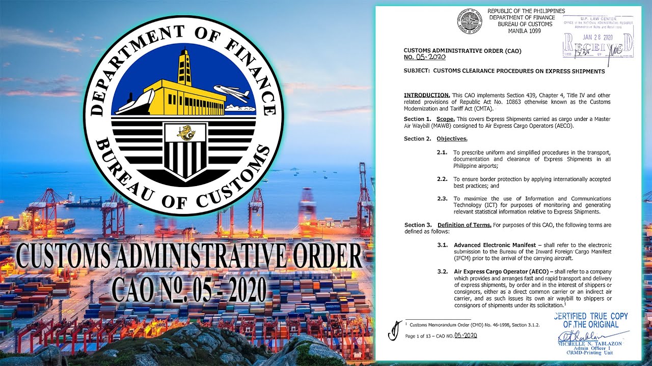 CAO No. 05    2020 - Customs Clearance Procedures on Express Shipments