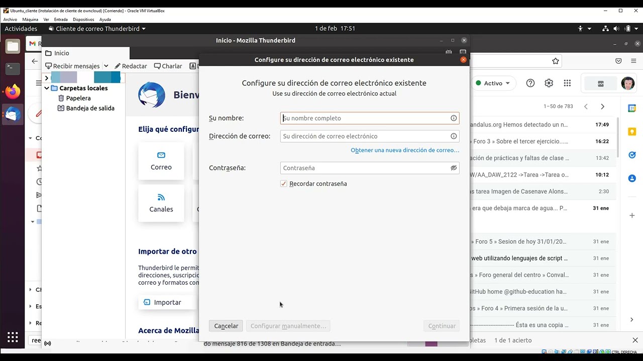 Cómo configurar el cliente de correo Thunderbird con una cuenta Gmail