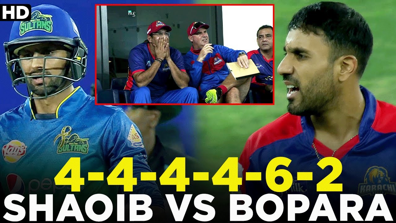 Shoaib Malik vs Ravi Bopara | 4️⃣-4️⃣-4️⃣-4️⃣-6️⃣-2️⃣ | HBL PSL 2019 | MB2A