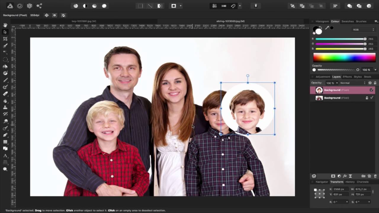 Affinity Photo - How to swap out a face