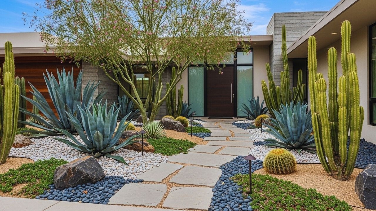 Luxury Meets Sustainability! 12 Zero-Water Xeriscaping Front Yard Ideas