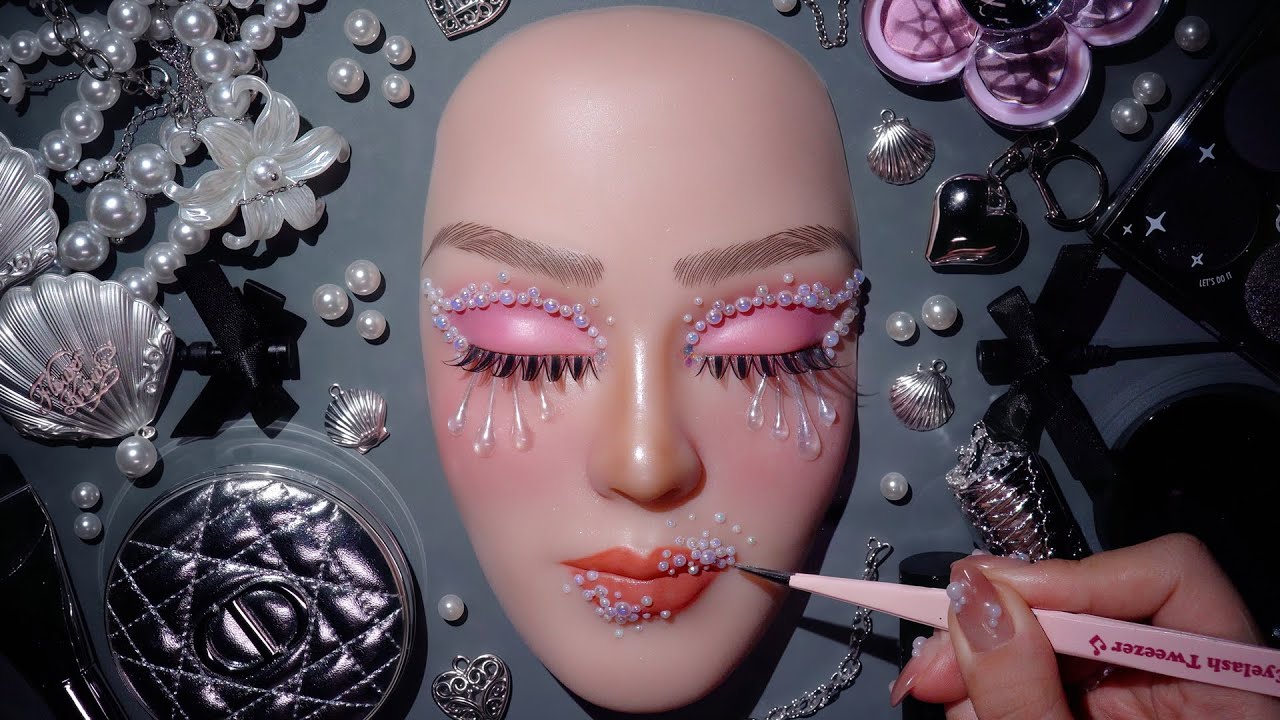 ASMR Easy Crying Pearl Siren Makeup Tutorial 💧  ASMR maquiagem satisfatória (no talking) #62