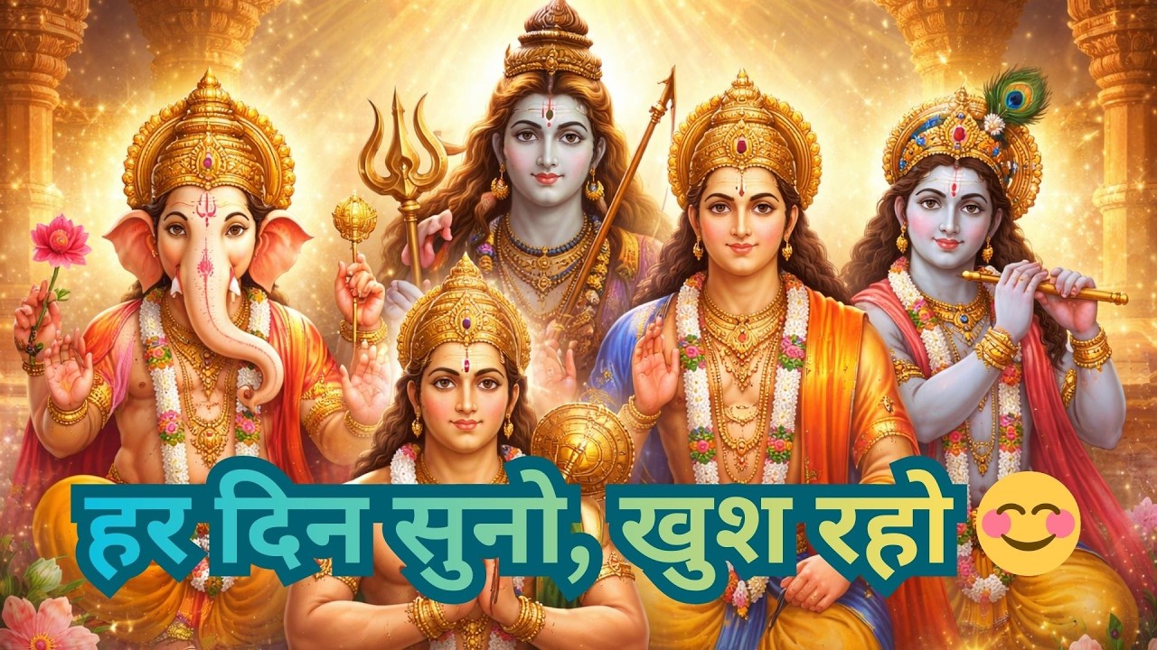 LIVE सुबह–शाम पंचदेव भजन |  Positive Energy Bhajan | Ganesh Shiv Ram Hanuman Krishna | #bhajan