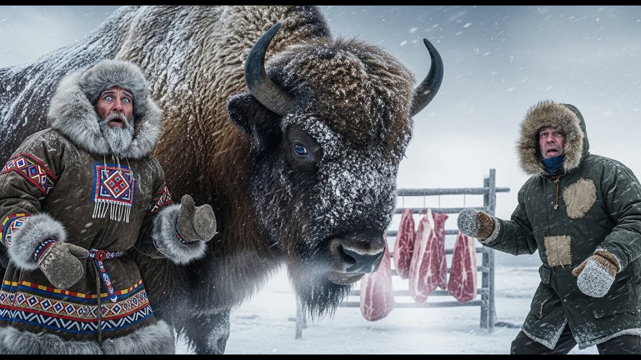 Life at -70°C: 7,000kg Bison Herd Saves Isolated Yakutian Settlement in Storm.