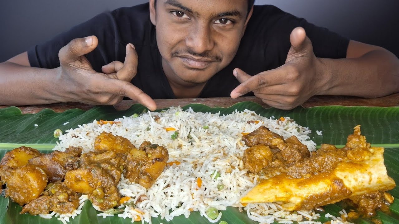 ASMR:SPICY MUTTON CURRY+ALOO DUM+JEERA RICE+TUHIN EATING | FOOD VIDEOS |