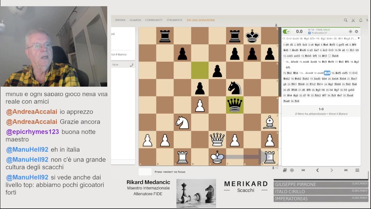 Maestro  Internazionale  MERIKARD  gioca scacchi e commenta partite. Unitevi.