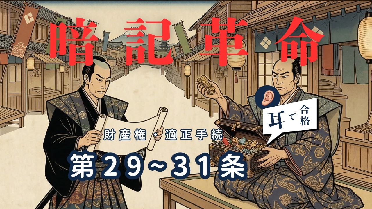 【法律系資格・公務員試験対策】憲法 第29条〜31条｜財産権・適正手続｜耳で覚える暗記革命