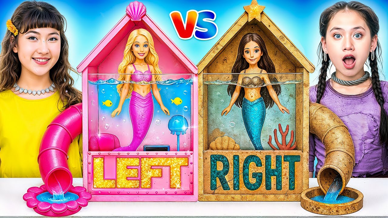 Left Or Right? Poor Girl Vs Rich Girl At Mermaid Makeover Challenge!