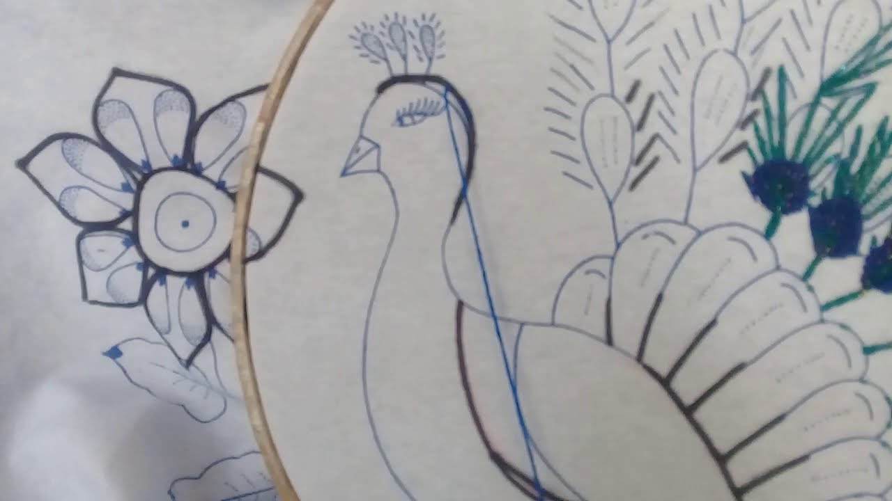 Bordado para  PAVO REAL. Puntada pajaritos o palomas. P1