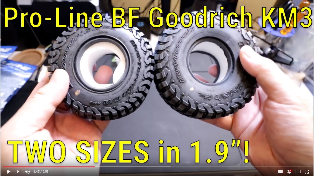 Pro-Line BF Goodrich KM3 1.9 Tires Normal vs Class 1 - Unboxing and Size Comparison