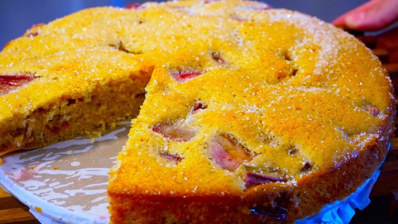 Gâteau à la rhubarbe fraîche - Super facile !  Recette # 332