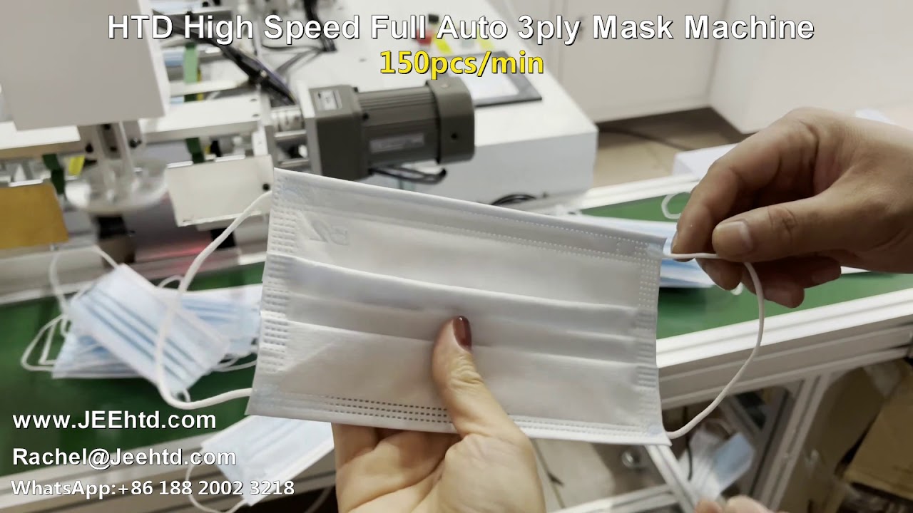 HTD Highest Cost-effective and 150pcs/min Automatic 3ply Face Mask Machine (1+1)