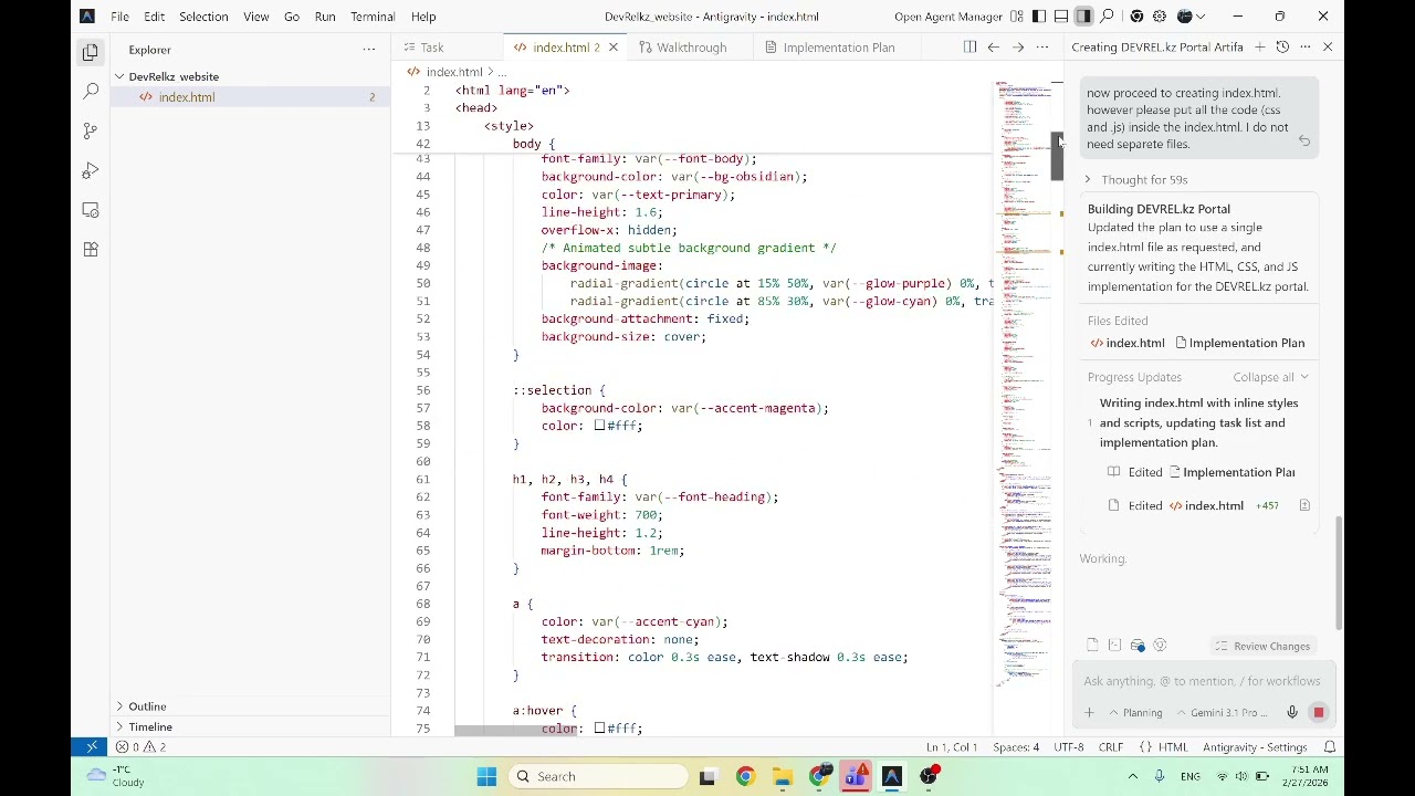 DevRel.kz coding. Spec Driven development Google Antigravity