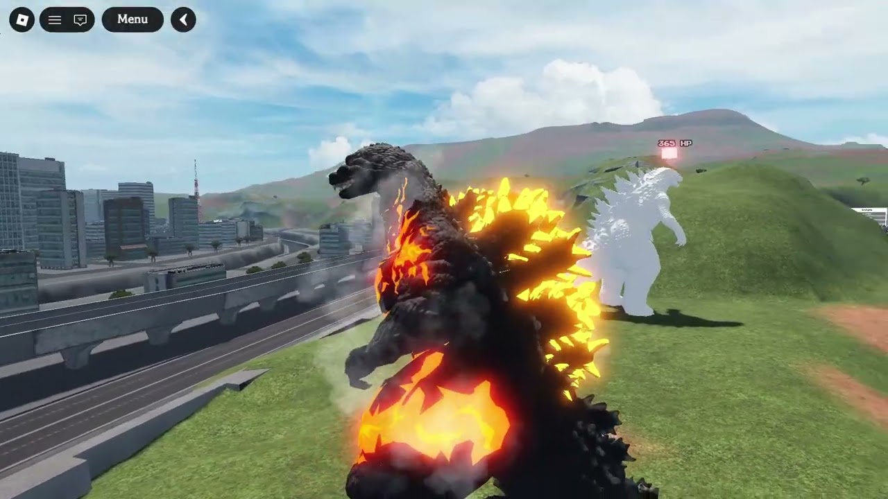Roblox Kaiju multiverse vs Titan bash Heisie Godzilla and Burning Godzilla