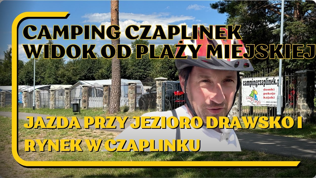 Camping Czaplinek Widok z Plaży Miejskiej w Czaplinku, widok na Jezioro Drawsko i Rynek w Czaplinku