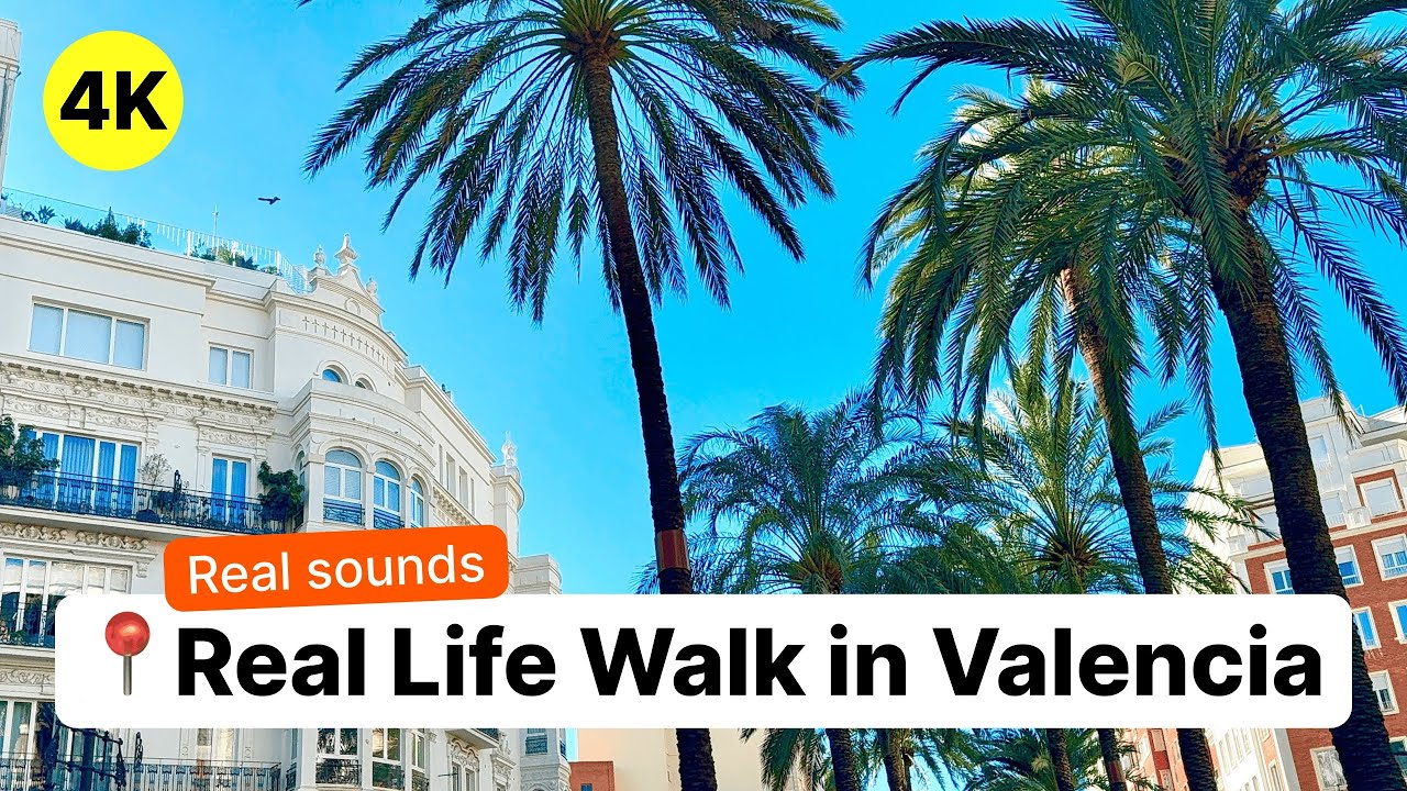 Experience a Valencia walking tour in 4K on a sunny day