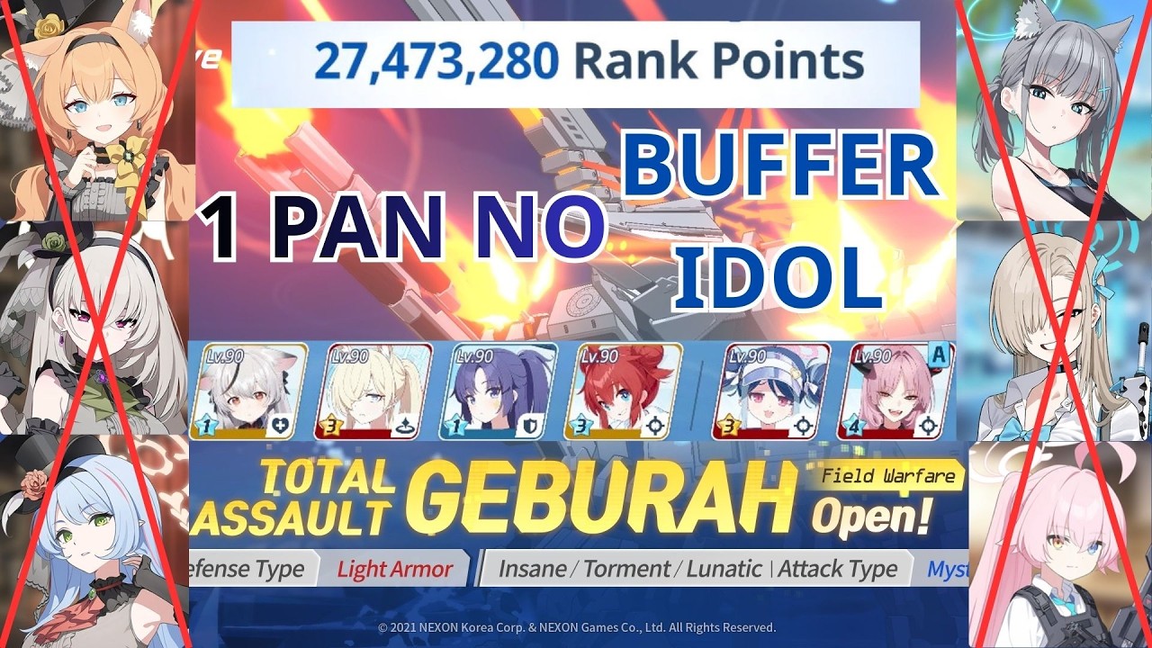 [Blue archive] Geburah Insane 1 team | no Idol, Asuna, Shiroko | Total assault 82 - 27,473,280 pts