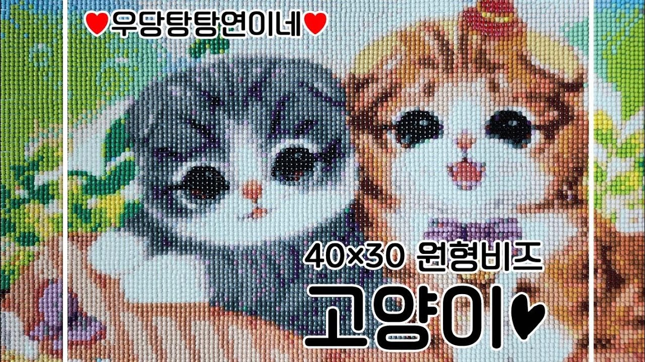 [우당탕탕연이네] 고양이/40×30/보석십자수/다이아몬드페인팅/DiamondPainting
