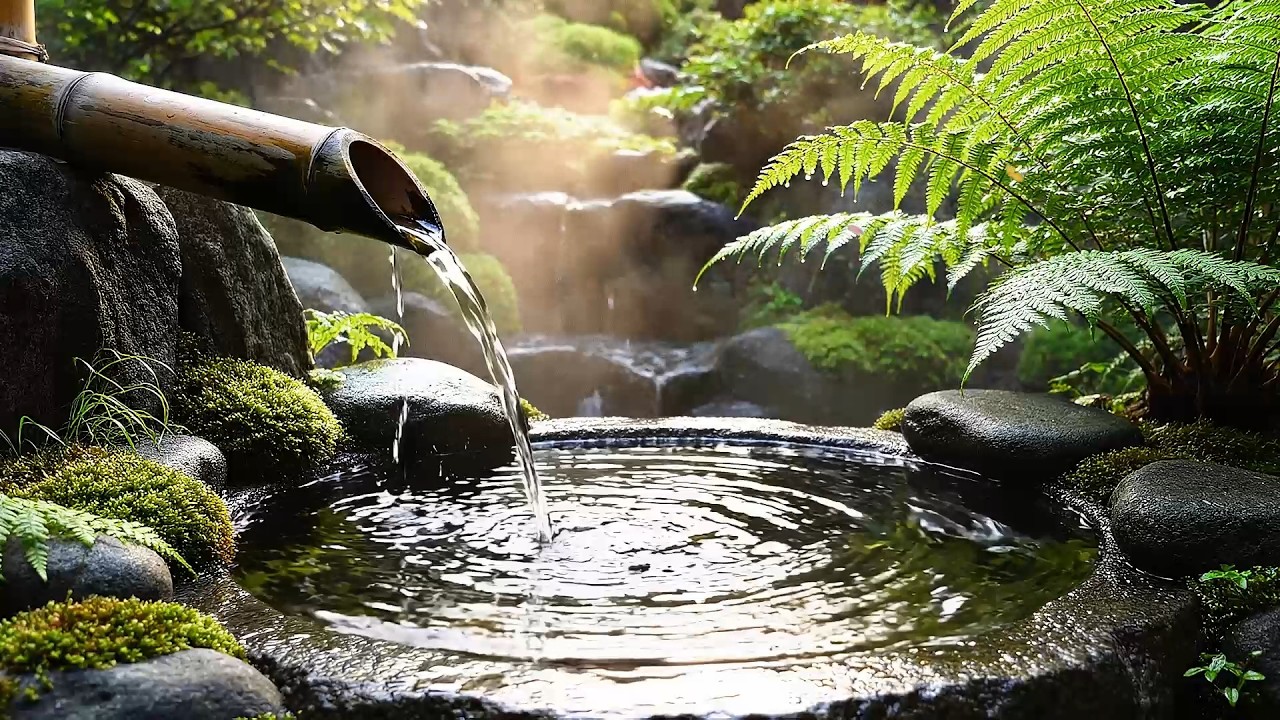 Refresh Your Mind 🌿 Soft Piano & Trickling Water Sounds in a Misty Zen Garden