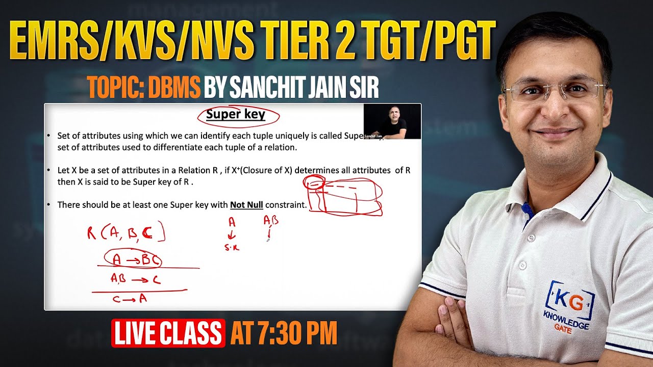 ✨ DBMS Part-2 | EMRS / KVS / NVS Tier-2 TGT/PGT by Sanchit sir | 🔥 LIVE on KnowledgeGate | ⏰ 7:30 PM