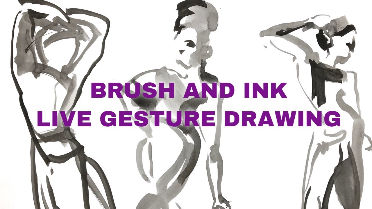 Gesture drawing exercises with Chinese ink and brush - human figure