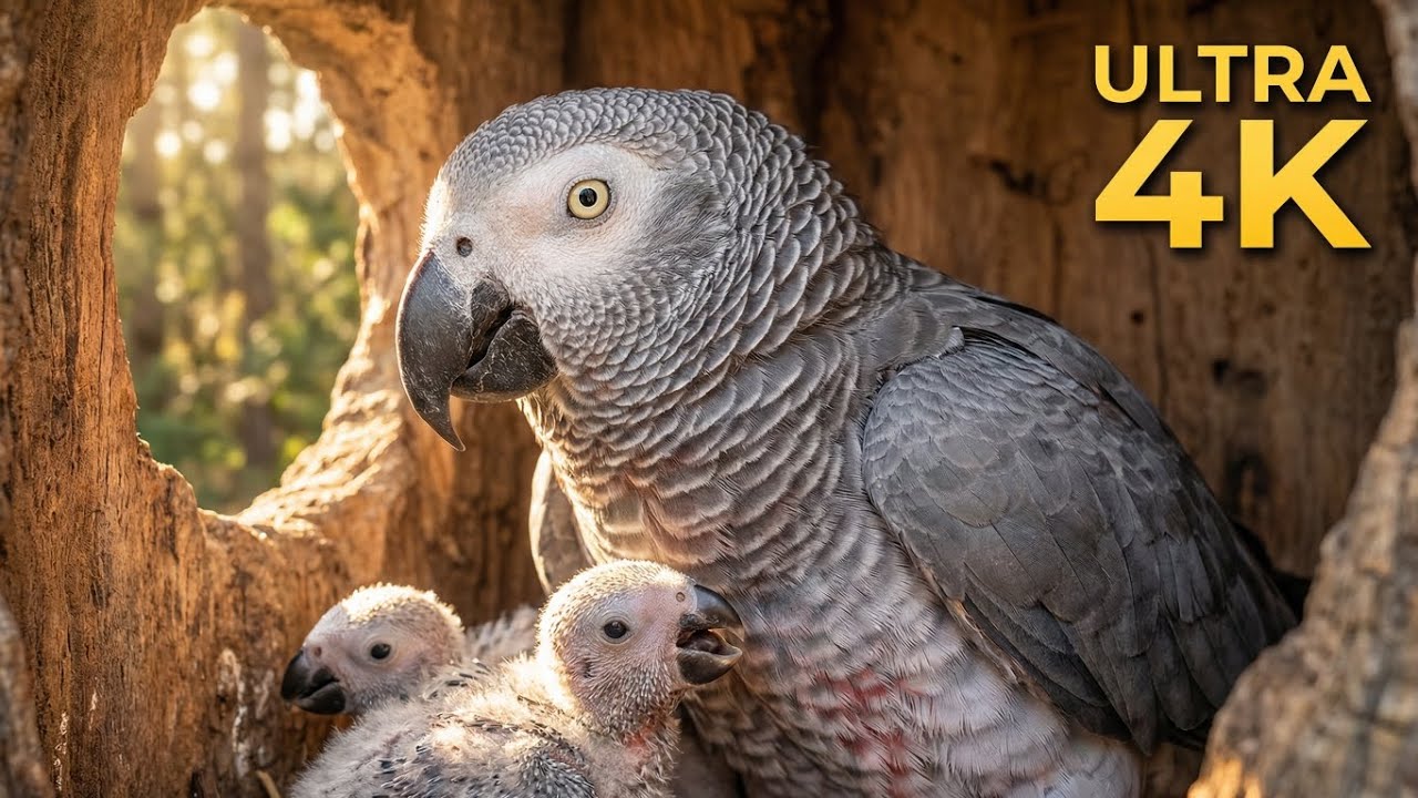 Inside an African Grey Parrot’s Nest 🦜 | Real 4K Wildlife Documentary” | Naturelens 