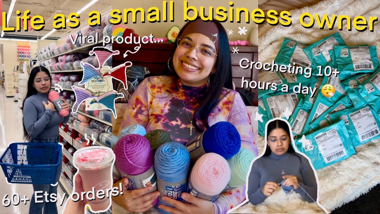 CROCHET small business vlog 🧶 | making Etsy orders, packing + shipping, and new supplies! 📦