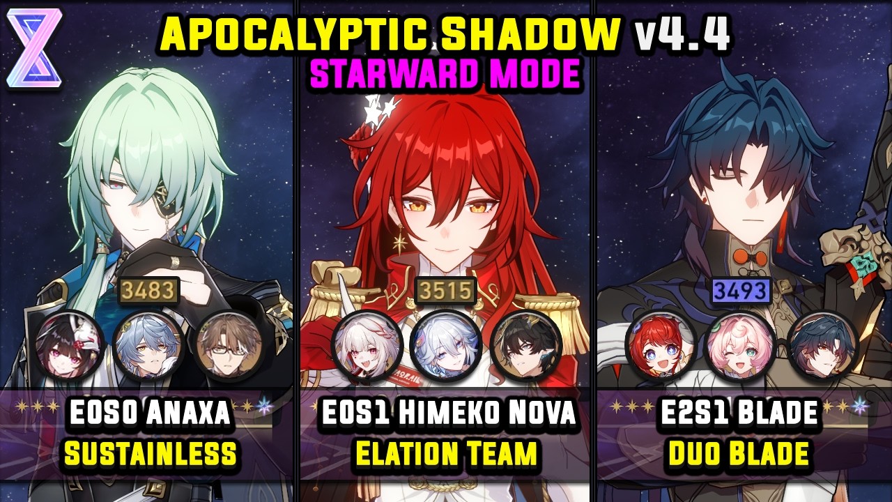 E0S0 Anaxa & E0S1 Himeko Nova & E2S1 Blade (4 Star) Starward Mode - Apocalyptic Shadow 4.4
