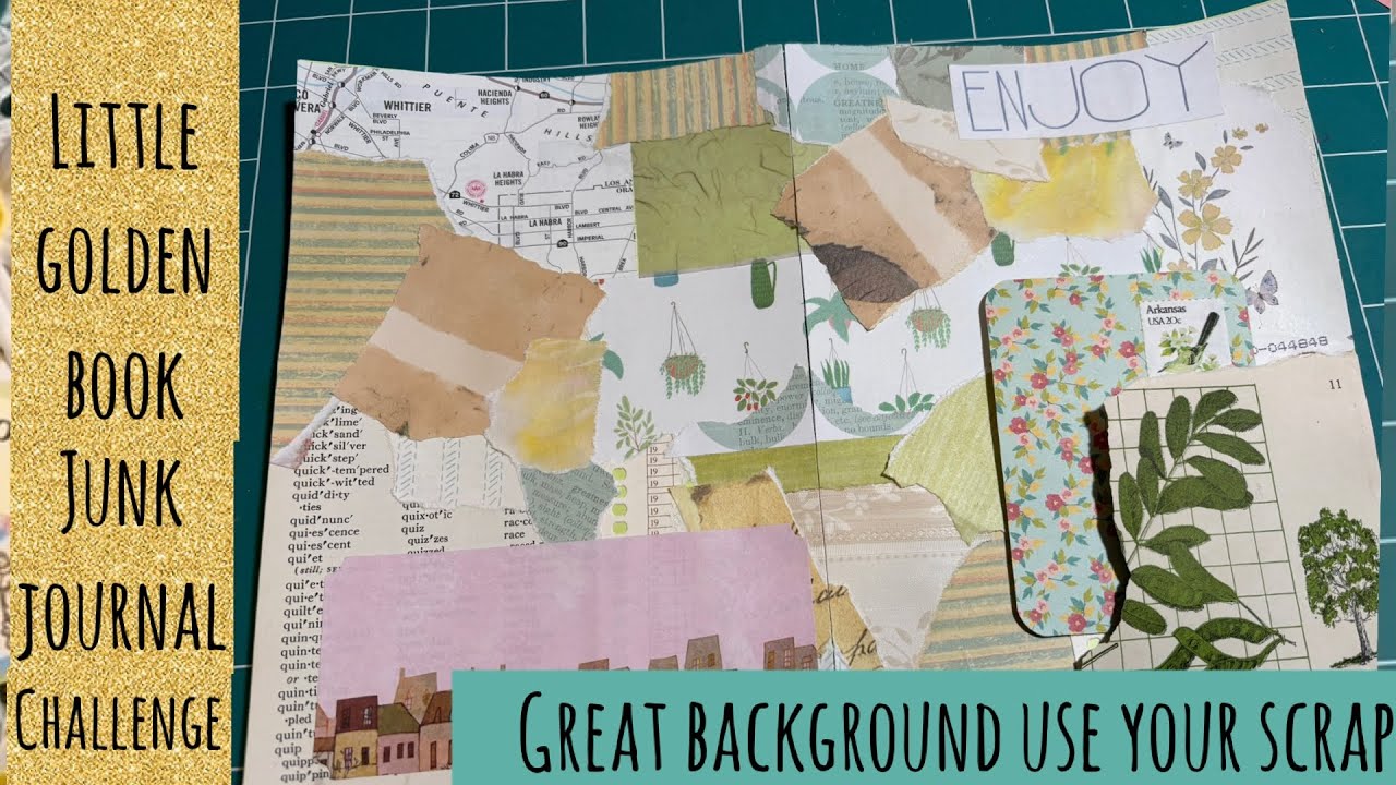 Collaged masterboard with a built in pocket! Use up scraps! Little golden book pages 