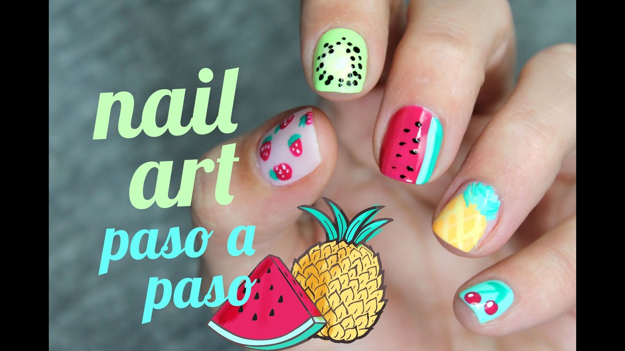 5 diseños FÁCILES de FRUTAS para tus UÑAS | Sandía, piña, kiwi, cereza, fresas