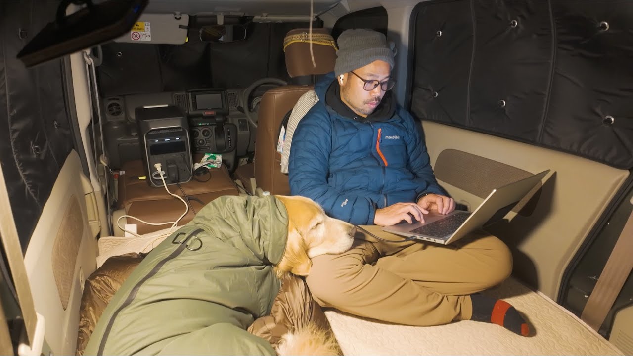 【車中泊キャンプ】いつもお兄ちゃんな愛犬が二人になると甘えん坊なんです【EcoFlow DELTA３Plus】