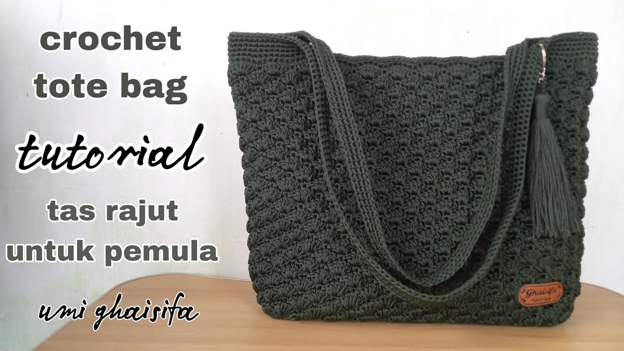 Tas Rajut Tote Untuk Pemula Motif Kerang Mudah dan Simple || Tutorial Crochet Tote Bag Shell Stitch