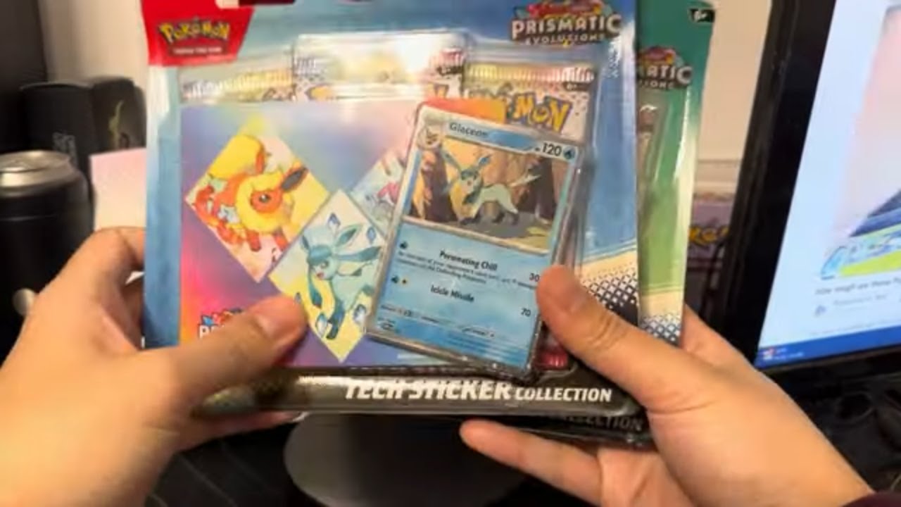 Pokémon Prismatic Evolutions Tech Sticker Packs are 🔥! Masterball Eeveelution Pulled!
