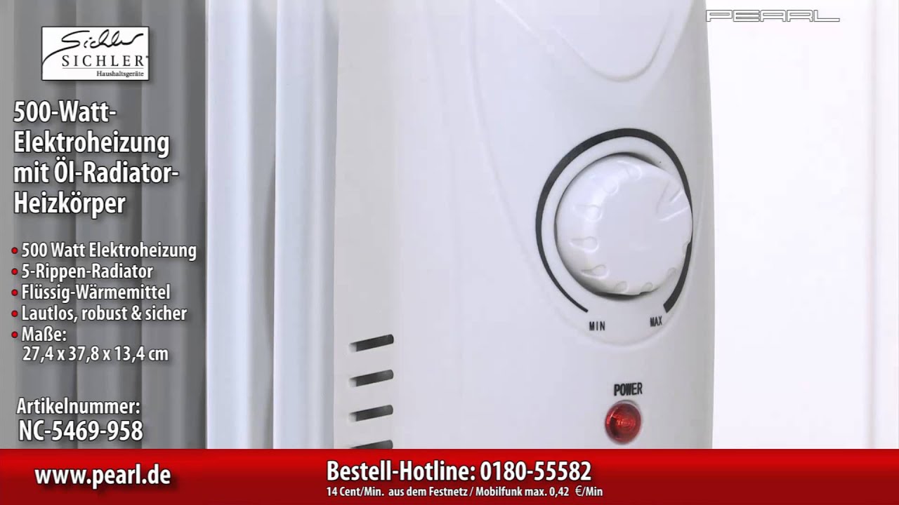 Sichler Mobile 500-Watt-Elektroheizung mit &Ouml;l-Radiator-Heizk&ouml;rper