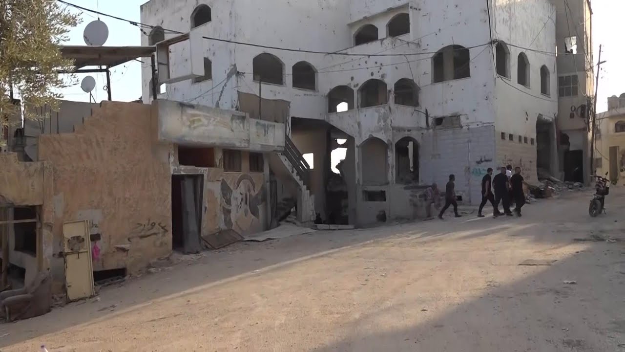 Damaged mosque in Jenin, which Israeli military says was used as a militant stronghold
