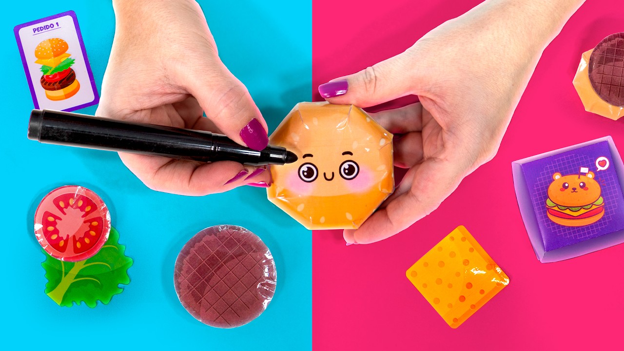 Fiz uma Lanchonete de Paper Squishy 🍔 Game Pop it e Atividade com Dobradura 🐞